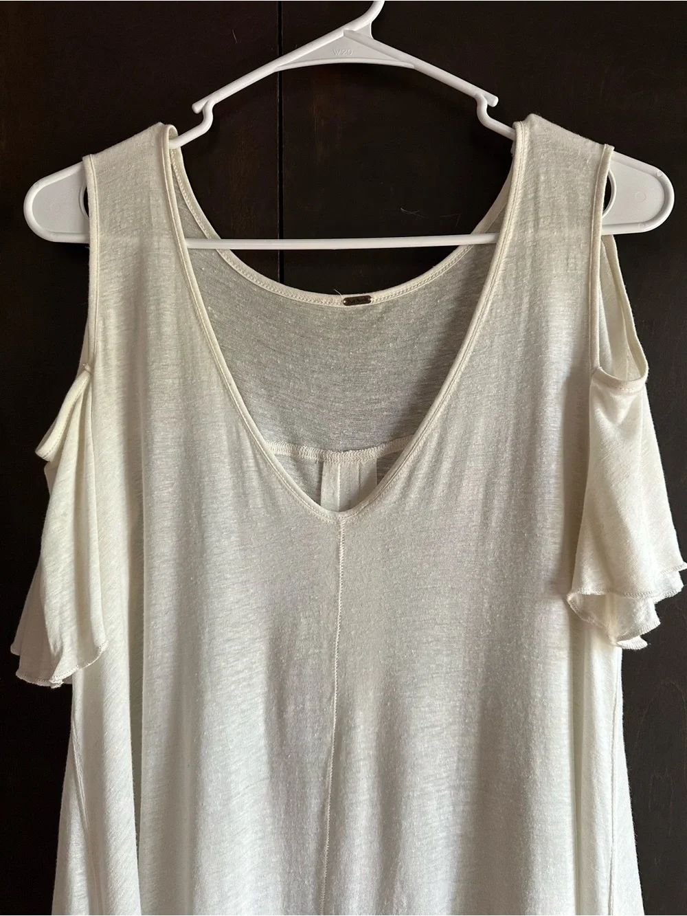 Free People Cream Cold-Shoulder V-Neck Flowy Tunic
